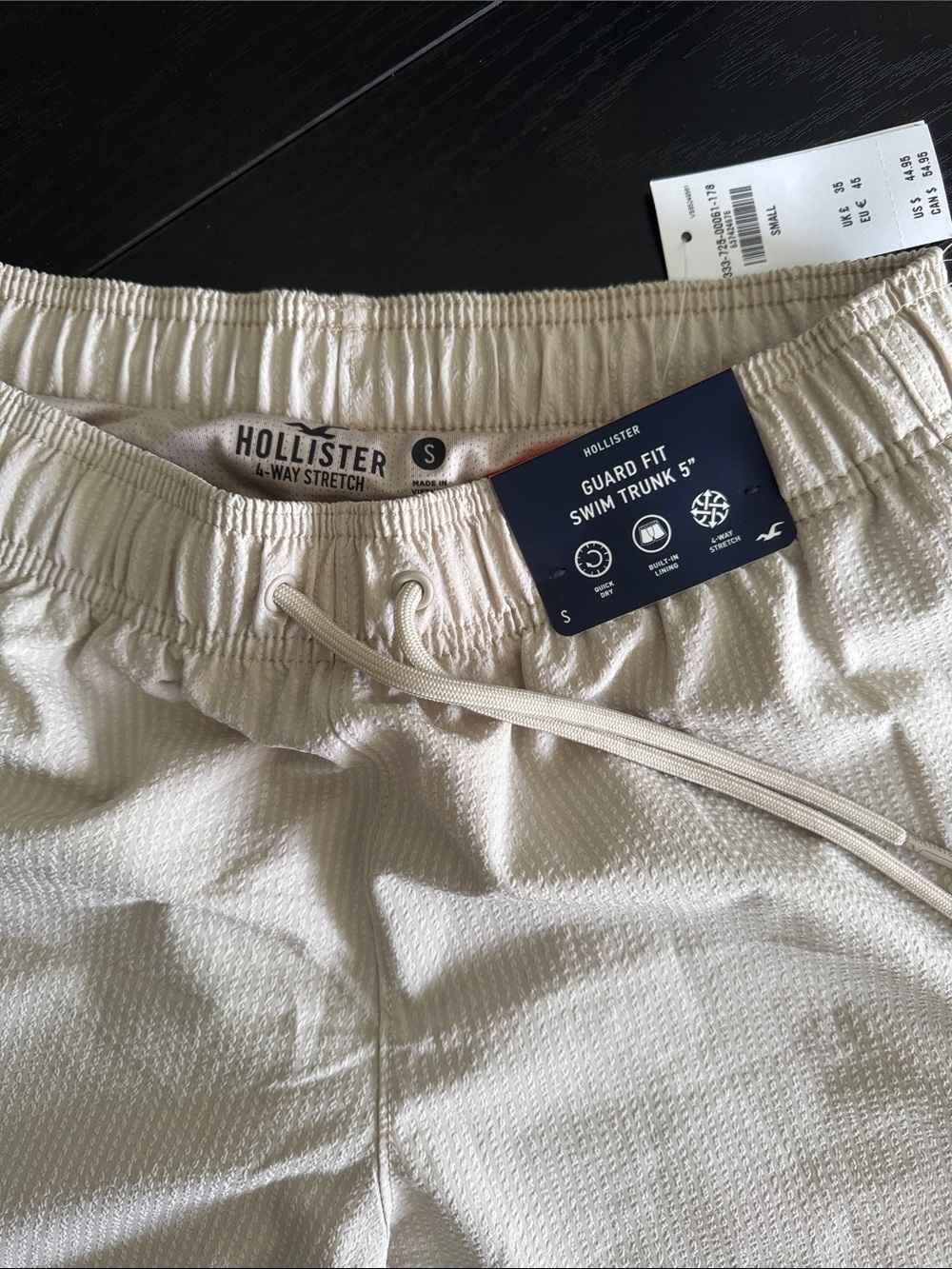 Hollister Cream Textured Swim Shorts - Picture 2 of 3